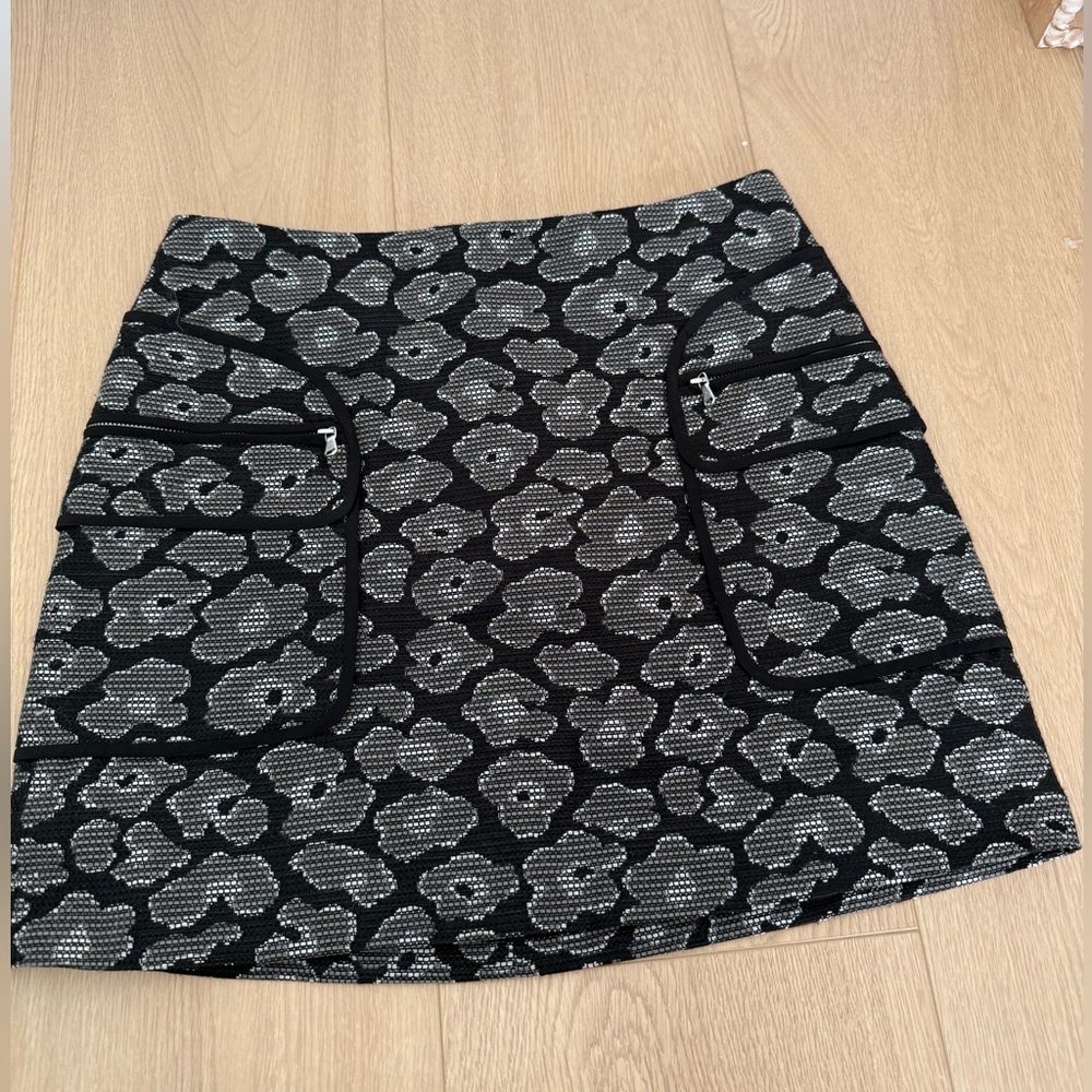 Marc by Marc Jacobs Black & Gray Textured Mini Skirt Size 6 Zip Pocket